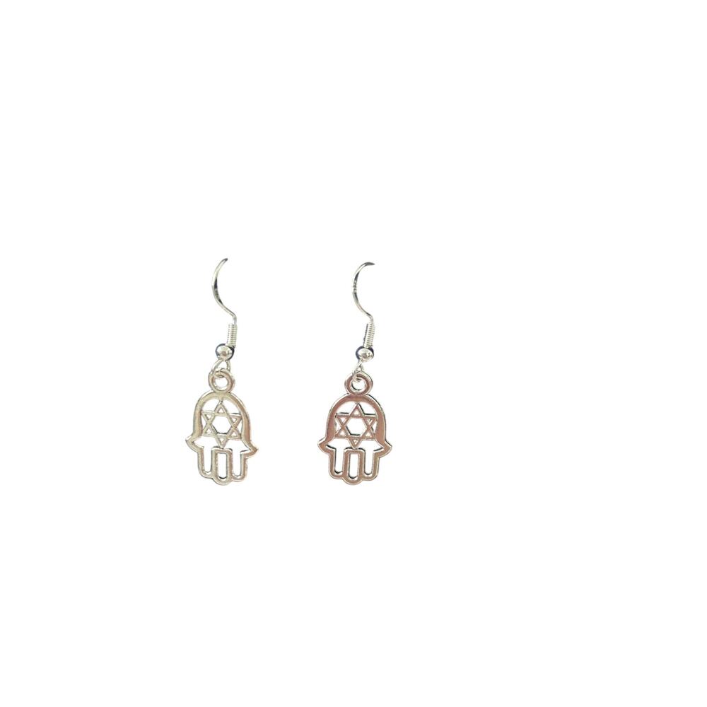 Star of David earrings silver tone